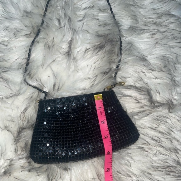 Tiny beaded crossbody black sequin purse travel bag party bag club bag - Picture 8 of 11